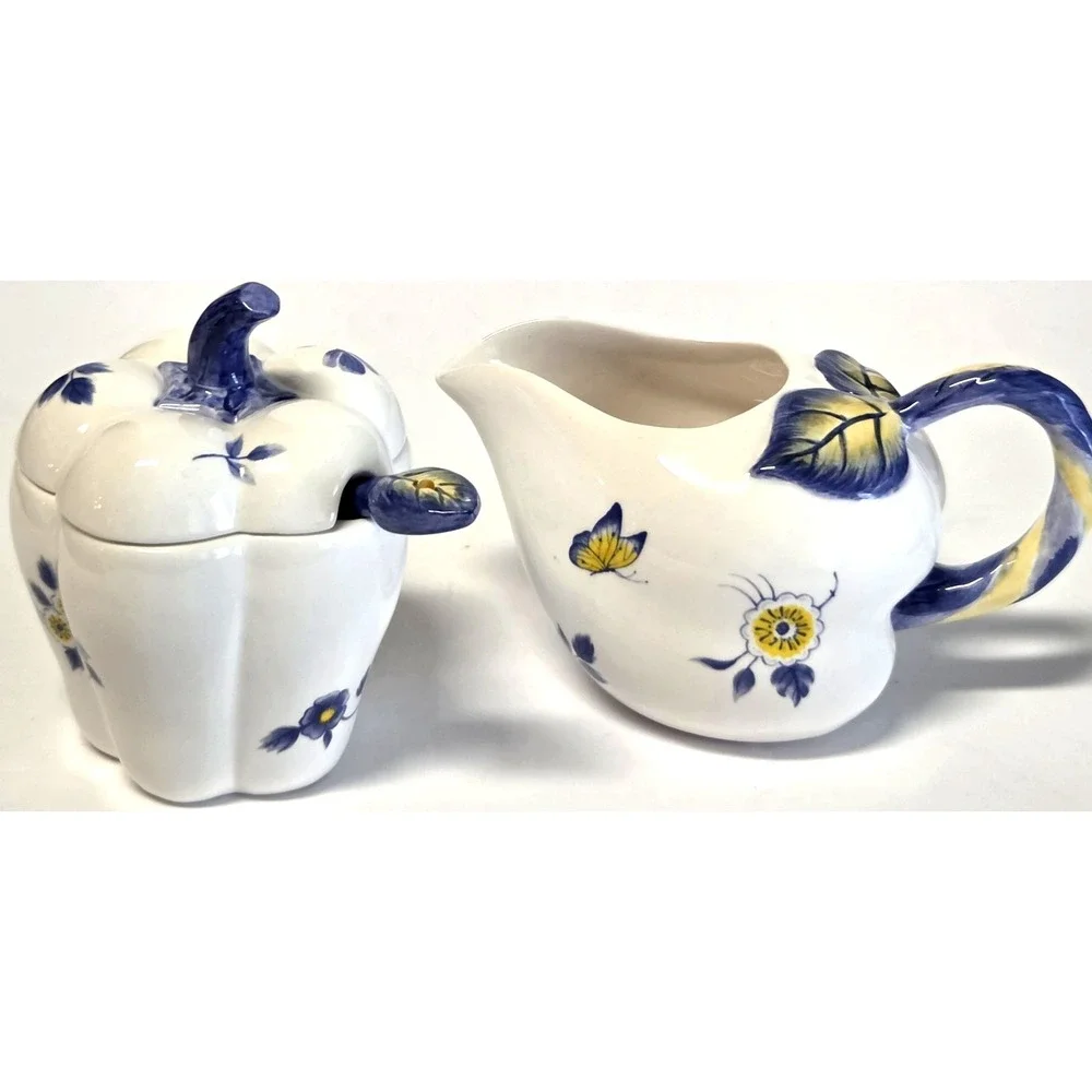 Spode Imperial Garden Completer Set Sugar & Creamer Set Porcelain Lid & Spoon